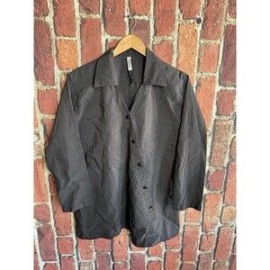 Blanque Womens Black Long Sleeve Button Up Shirt Size Large